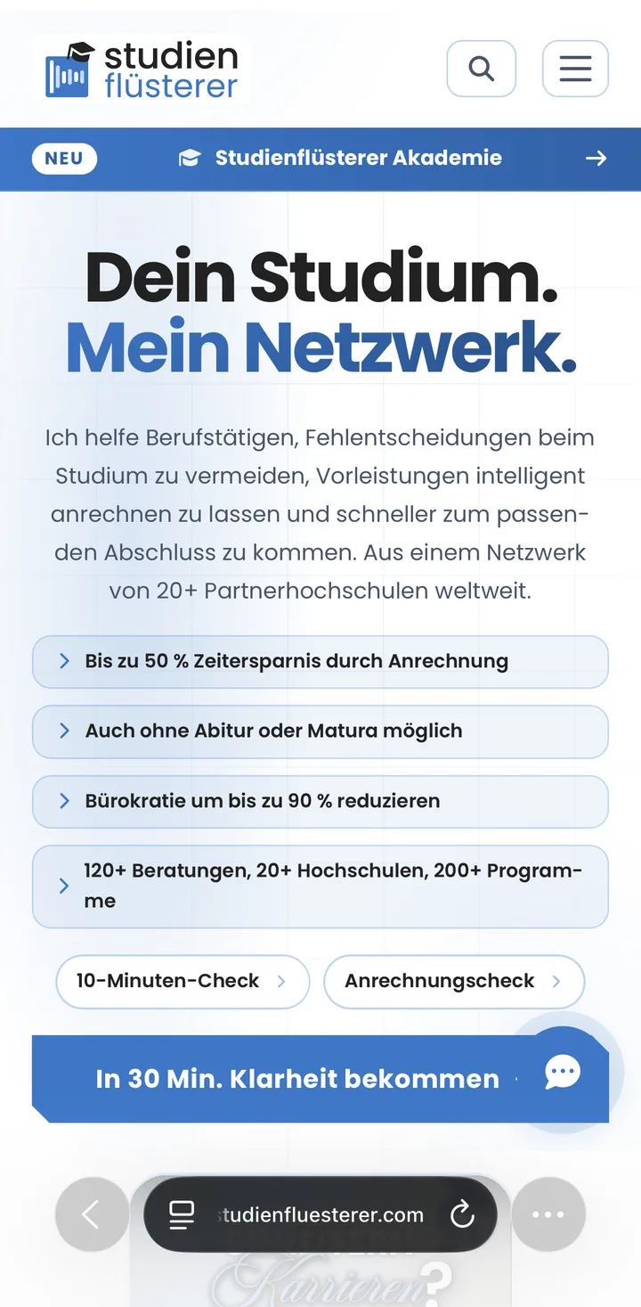 Studienflüsterer auf dem Smartphone